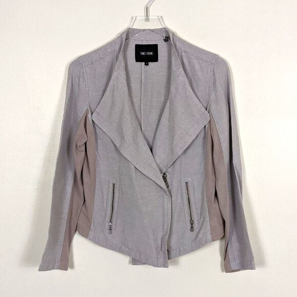 Nic + Zoe Taupe Linen Fitted Jacket Small - Picture 2 of 9
